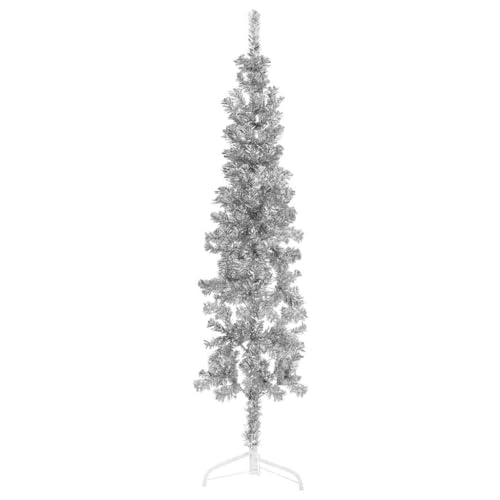 Furniture Select-SlimArtificial Halber Weihnachtsbaum mit Ständer, Silber, 180 cm