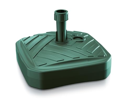 DIKEL Sonnenschirmständer 39x39 cm befüllbar mit Wasser oder Sand 12 L | Robuster Schirmständer aus wetterfestem Kunststoff | Stabiler Sonnenschirmfuß für Terrasse, Garten und Strand | Waldgrün