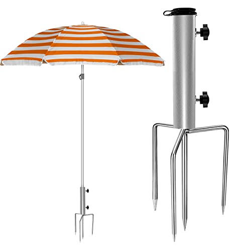 FMKLDENA Erdspieß Sonnenschirm, Abnehmbarer Sonnenschirmhalter, Sonnenschirmständer mit Rasendorn, Schirmständer Erdspieß, Schirmständer für Angeln,Garten,Strand
