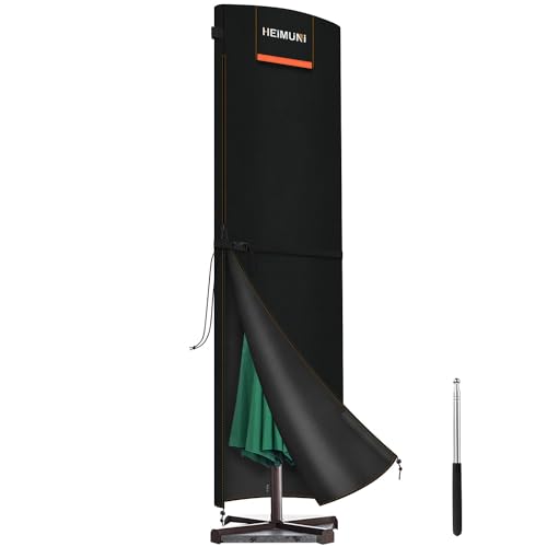 HEIMUNI Sonnenschirm Schutzhülle Ampelschirm Schutzhülle 3 bis 5 M Große Sonnenschirm Abdeckung, Wetterfeste UV-Anti Winddicht und Schneesicher Abdeckhauben für Sonnenschirme mit Stab, 295x80/80cm HEIMUNI Sonnenschirm Schutzhülle Ampelschirm Schutzhülle 3 bis 5 M Große Sonnenschirm Abdeckung, Wetterfeste UV-Anti Winddicht und Schneesicher Abdeckhauben für Sonnenschirme mit Stab, 295x80/80cm