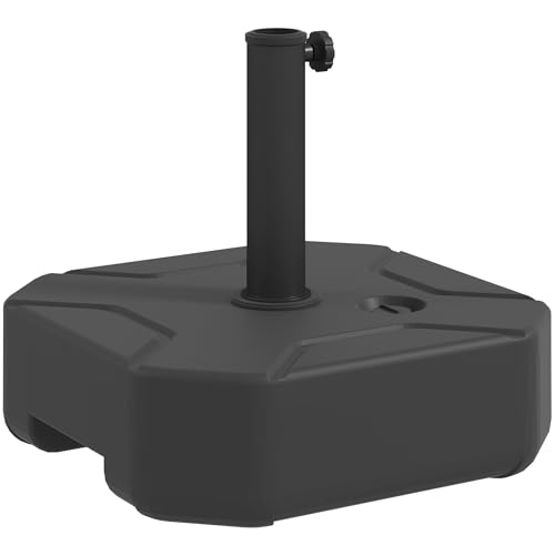 Outsunny Sonnenschirmständer bis 25 kg befüllbar Schirmständer, Quadratisch Schirmhalter, Schirmgewicht, Ständer für Sonnenschirm 38/48mm Rohrdurchmesser, für Balkon, Terasse, Garten, Schwarz
