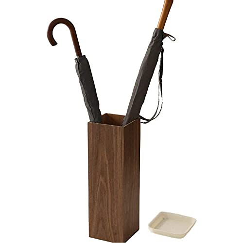 Siunwdiy Schirmständer,Regenschir mständer Holz,Wasserauffangschale herausnehmbar Heimat des regenschirms die zu Hause oder im büro verwendet Werden kann,Quadrat,Vintage