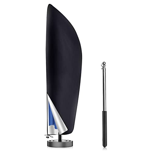 Aoreun Sonnenschirm schutzhülle, Sonnenschirm Abdeckung mit Stab, Abdeckung für Sonnenschirm 2m bis 3m Große Ampelschirm Schutzhülle, Wetterfeste, UV-Anti, Winddicht und Schneesicher, 280x30/81/45 cm