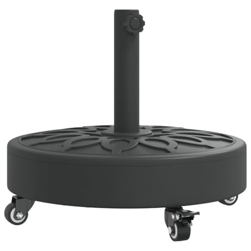 vidaXL Sonnenschirmständer mit Rollen, Schirmständer mit Standfuß Spannknopf, Schirmhalter für Ø38/48 mm Mast, Sonnenschirmfuß Ständer, 27 kg Rund