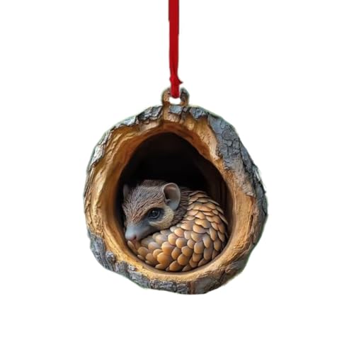 Tier Weihnachten Ornament, Weihnachtsbaum Tier Muster 2D Acryl Ornament Eule Tier Ornamente, Xmas Urlaub Andenken Geschenk für Weihnachtsbaum Decke Weihnachten Dekor Andenken Geschenke (B)