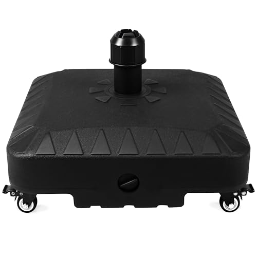 SISKEYCOOC Premium 20L Sonnenschirmständer mit 4 Rollen, Rundes Schirmständer, Marktschirmständer, Stabiler Schirmhalter für Garten/Balkon/Strand/Pool , befüllbar mit Wasser/Sand