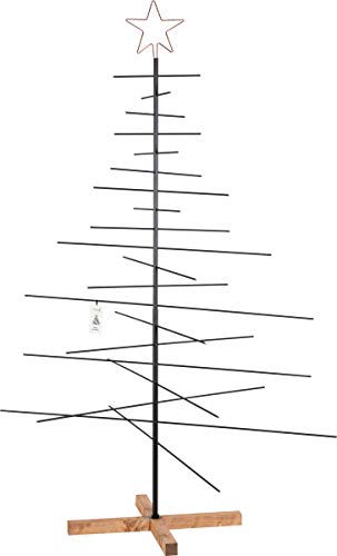 Metall Weihnachtsbaum 180cm von FairyTrees, Metalltanne schwarz, Christbaum mit Holzständer