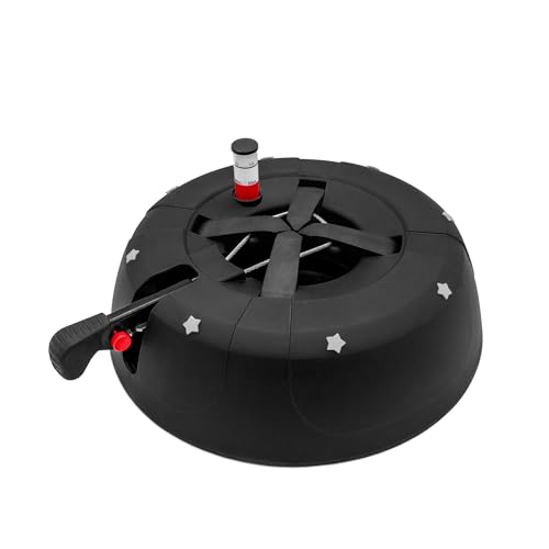 Christbaum Ständer schwarz mit Einseiltechnik und Fußhebel - 34 cm - Weihnachtsbaumständer mit Wassertank für Bäume bis 2,5 m - Tannenbaumständer Baumhalter Baumständer Baumfuß für echte Tannen