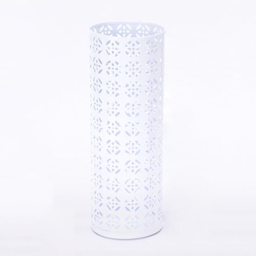 Moderner Metall-Schirmständer, großes Fassungsvermögen, zylindrisches Design, selbsttragender Schirmhalter für den Innenbereich, stilvoller weißer Schirmeimer.