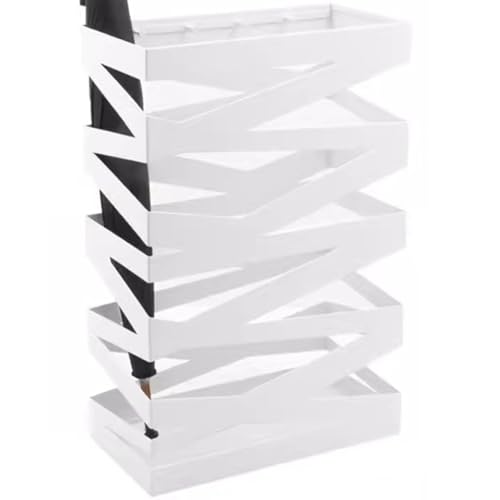 Schirmständer Einfacher Stil Kreuzförmig Hohl Regenschirmständer, Hotellobby Große Kapazität Regenschirm Halter Mit 4 Haken, Dekorative Geschenke(Weiß)