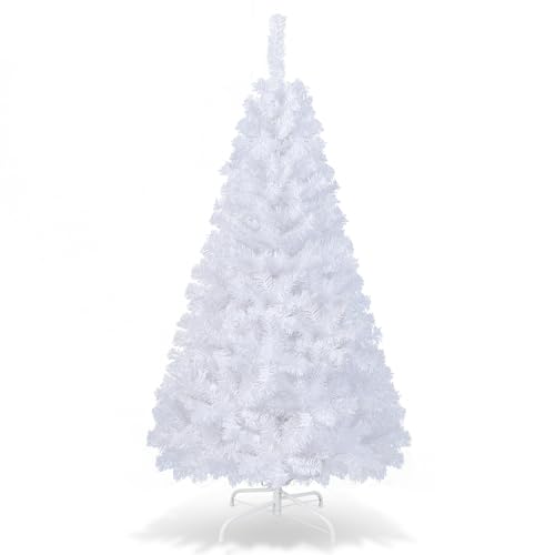 DREAMADE 150/180/210/240cm Weihnachtsbaum Weiß, Künstlicher Tannenbaum mit Metallständer, Christbaum Kunstbaum Dekobaum (180cm)