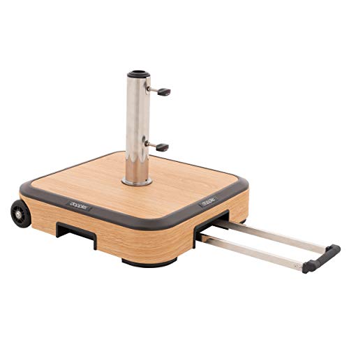 Doppler ALU Wood Trolley Sockel ca. 50 kg - Für Sonnenschirme bis 350 cm - Mit Rollen und Trolley Griff - Für optimale Stabilität