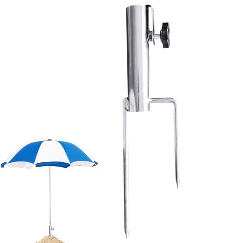Erdspieß Sonnenschirm, Sonnenschirmständer mit Rasendorn Metall Sonnenschirmständer Strand Rasendorn für Sonnenschirm Strandschirm mit Erdspieß Sonnenschirmhalter Balkongeländer für Rasen (30mm)