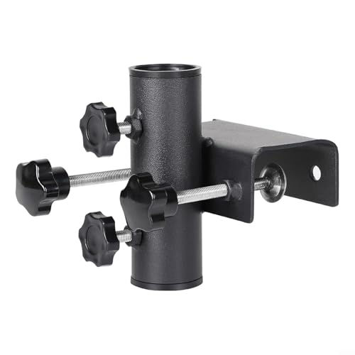 CashMuch Schirmhalter aus Metall für Balkon, Zaun, Deck, Geländer, Garten, Sonnenschirmständer mit verstellbarem Griffbereich 20–63 mm, passend für Schirmstangen 23–38 mm