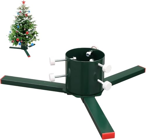 Weihnachtsbaumständer für echte Bäume, Gusseisen-Metallsockel Halterung für bis zu 7FT Weihnachtsbäume, verstellbare 3,8-9 cm Stämme, Grün