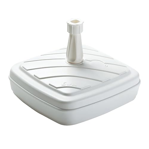 Spetebo Kunststoff Schirmständer eckig - weiß / 14 l - Sonnenschirm Halter befüllbar - Schirm Halterung Ständer Fuß