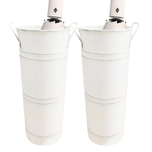Fellflying 2 Stück Regenschirmständer Aus Metall, Vintage Schirmständer | Multifunktion Umbrella Holder/Dekorative Vase/Blumeneimer | Regenschirm Ständer Mit Griffen Für Eingang Flur Zuhause Büro
