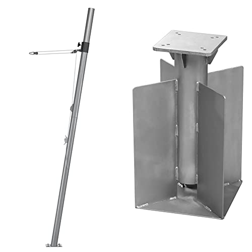 Schneider Mast für Sonnensegel, 251-00, Stahl, 11.8 kg Silber & Universal-Bodenanker für Ampelschirme, 897-50, zum Eingraben oder Einbetonieren, 8.4 kg