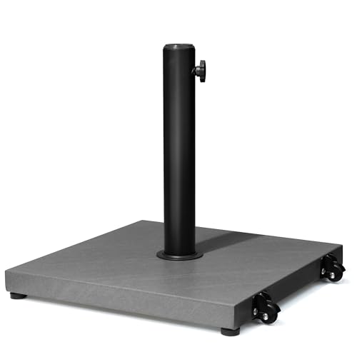 VredHom Schirmständer für Terrassenschirm, 18 kg, für den Außenbereich, mit Rollen, strapazierfähig, quadratisch, Betonständer, Marktschirm, Grau