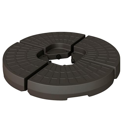Outsunny Sonnenschirmständer 4-teilig, Schirmgewicht, Schirmständer, Bodenkreuz befüllbar mit Sand/Wasser bis 25/17 kg, Gewichte Sonnenschirmfuß HDPE Kaffee