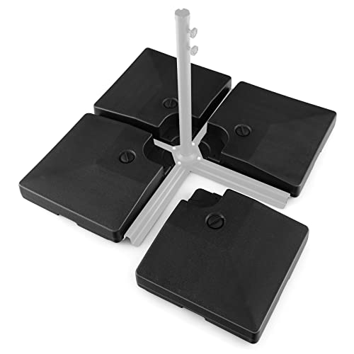 RELAX4LIFE Sonnenschirmständer 4-teilig, Schirmständer für Ampelschirm Bodenkreuz, befüllbar mit Wasser/Sand, Gartenschirmständer mit Handgriff (80L/108kg)