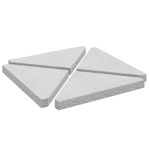 vidaXL Sonnenschirm-Gewichtsplat ten 4 STK. Grau Granit Dreieckig 14 kg, Schirmgewicht, Schirmständer, Schirmhalter, Sonnenschirmständer