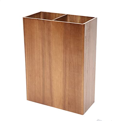 ZRQSMCX Schirmständer aus Holz mit Zwei Schlitzen für den Innenbereich, Schirmständer mit Abnehmbarer Abtropfschale, Eimerregal, Spazierstock (Dunkelbraun, 34 x 17 x 50 cm)