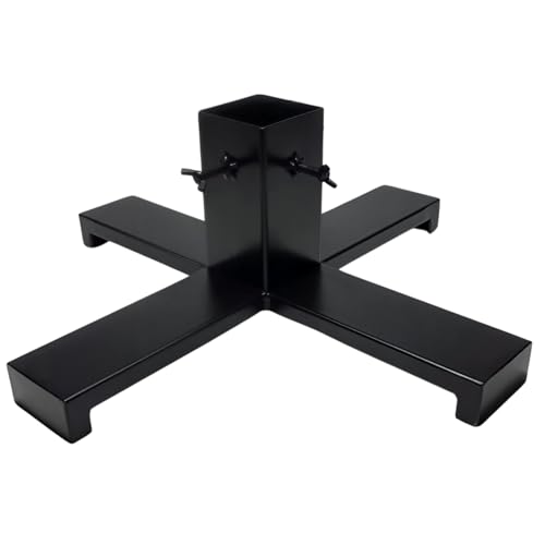 ProfiPVC Weihnachtsbaumständer 50x50 cm Stabiler Metall Standfuss für lebende Tannen Fichten Kiefern grosser 80x80mm Stammhalter geschlossenes Profil mit Schrauben 50cm Beine pulverbeschichtet Schwarz