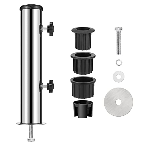 Garten Sonnenschirm Standrohre Geliefert, Universal SonnenschirmStandrohr mit 3 TLG Reduzierring(48/38/32 mm) Sonnenschirm Hülse Stände, Schirmbaser Standrohr für Granit, Eisenplatte, Zementplatte