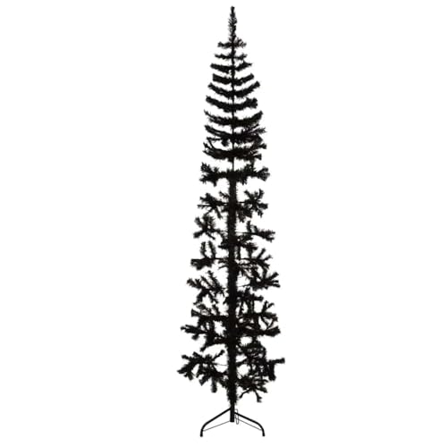 Furniture Select-SlimArtificial Halber Weihnachtsbaum mit Ständer, Schwarz, 180 cm