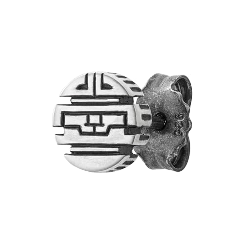 cai Herren Single Ohrstecker 925/- Sterling Silber 0,7cm oxidiert ohne Stein weiß 132210506