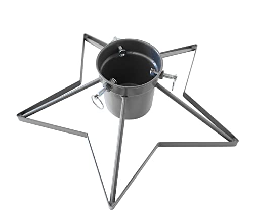 Spetebo Stern Weihnachtsbaum Ständer aus Metall Silber - 49 cm - Christbaum Tannenbaum Halter mit Wassertank