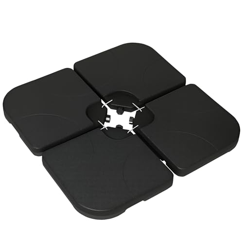 Outsunny Schirmgewicht 4er-Set, Ampelschirmständer mit 60 Liter Wasser/ 78 kg Sand befüllbar, Marktschirmständer, Schirmständer für Ampelschirm, HDPE, Schwarz