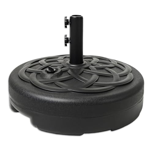 C-Hopetree Befüllbar Sonnenschirmständer Schirmständer Sonnenschirmfuß für Schirmstöcke bis 38/48 mm, mit 28 L Wasser o. 39 kg Sand, Rund Schwarz