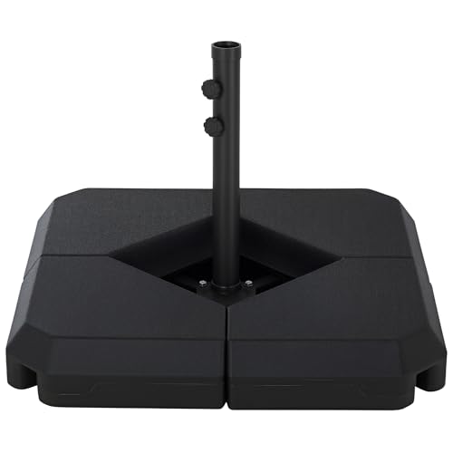 Outsunny Sonnenschirmständer 4-teilig Schirmständer befüllbar 15kg / 18 kg mit Wasser oder Sand Schirmgewicht für Ampelschirm Bodenkreuz Schirmhalter Ampelschirmständer Kunststoff Schwarz