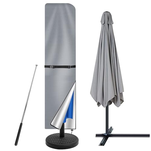 wiipara Sonnenschirm Schutzhülle mit Stab, Abdeckung für Sonnenschirm 3m bis 4m Große Ampelschirm Schutzhülle, UV-Schutz, Wetterfeste, Winddicht und Schneesicher, 240x57/57cm