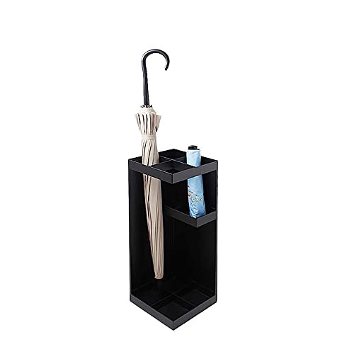 WUNMSKZR Schirmständer, Quadratischer Schirmständer, Schirmhalter aus Metall für Lange und Kurze Schirme, für die Dekoration im Home Office, Gehstockhalter mit Abtropfschale/Weiß