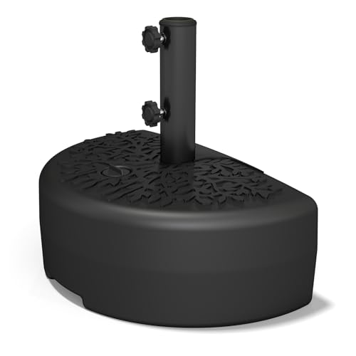 Helios&Hestia 57,2 kg robuster halbrunder Schirmständer, Kunststoff, mit Wasser und Sand befüllbar, für den Außenbereich, Gewicht für Terrasse, Markt, Tischschirm, Schwarz