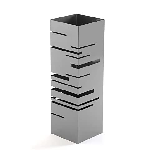 Versa Stripes Schirmständer für Eingang, Raum oder Halle, moderner Schirmhalter, Maßnahmen (H x L x B) 49 x 15,5 x 15,5 cm, Metall, Farbe: Grau