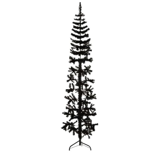 Schmaler künstlicher halber Weihnachtsbaum mit Ständer schwarz 180 cm