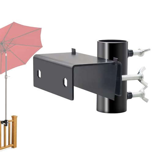 Sonnenschirmhalter Balkongeländer, Metall Schirmhalterung Balkongeländer als kompakter Sonnenschirmständer Balkon, flexibel montierbare Sonnenschirm Halterung Balkon Einstellbar Balkonhalterung (B)