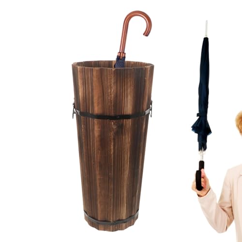 Schirmständer aus Holz – großer Aufbewahrungs-Organizer-E imer, Schirmstock-Organizer-Des ign, langlebige Lösung für den Eingangsbereich | Drinnen, draußen, Eingang, Flur, Terrasse, Zuhause, Büro, Wohnh