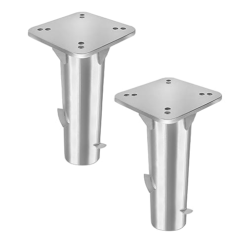 AufuN 2 Stück Metall Bodenplatte Sonnenschirmständer für Sonnenschirme, Universal Bodenhülse, Robust Bodenanker- einfache Montage (Silber)