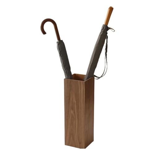 EYPKPL Schirmständer aus Holz, Vintage-Schirmhalter, quadratischer/rechteckige r Schirmkorb, abnehmbare Tropfschale, Schirm-Organizer