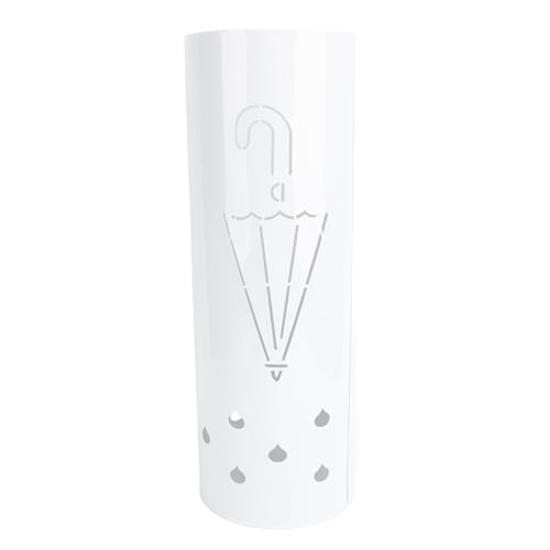 Jectse Regenschirmhalter aus Eisen, Stilvolles Multifunktionales Aufbewahrungsregal für Wohnzimmer, Hotel, Weiß (Stil2)