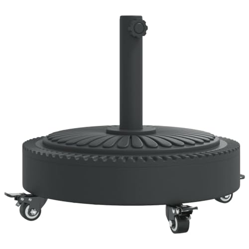 vidaXL Sonnenschirmständer mit Rollen, Schirmständer mit Standfuß Spannknopf, Schirmhalter für Ø38/48 mm Mast, Sonnenschirmfuß Ständer, 27 kg Rund