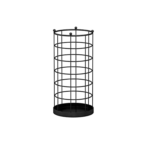 MPENGOZ Schirmständer Iron Art Metallgeflecht Schirmhalter mit Haken und Tropfschale Schirmhalter Vintage Runder Schirmeimer für Büro Zuhause/Schwarz