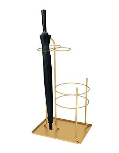 SAGELSHN Schirmständer Vintage Metall-Schirmständer, Regenschirmständer, 6 Regenschirme, Rahmen, Regenschirmhalter Für Stöcke, Spazierstöcke, Regenschirme Regenschirmständer(Gold)