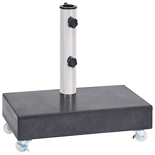 Grghtfu Schirmständer mit Rollen Sonnenschirmständer Schirmhalter Sonnenschirm Ständer Fuß Terrasse Garten Schwarz 45x25x8,3cm Granit