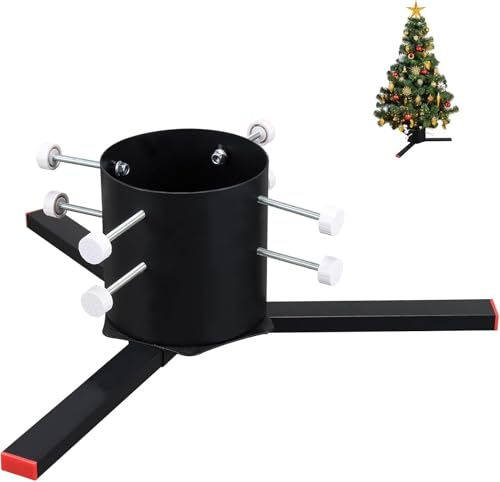 Weihnachtsbaumständer für echte Bäume, Metall Live-Weihnachtsbaumständ er, Universal einstellbar Ersatz Weihnachtsbaum Basis Halter für frische Baum 4-8ft, Fit Stammdurchmesser bis zu 17 cm, Schwarz